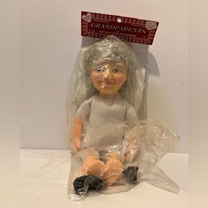 Soft-Body Music Box Grandma Doll - Gray and Black